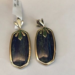 NWT rare Kendra Scott lapis Dillon earrings gold